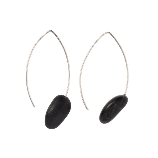 Black river pebble wire earrings